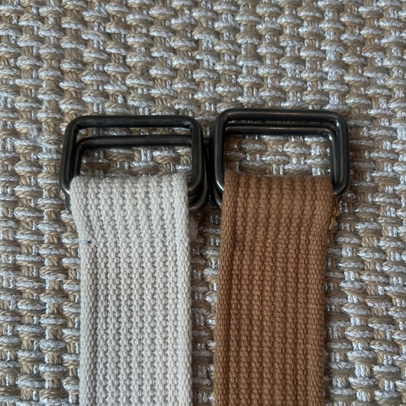 Set of 2 men’s 100% cotton woven belts size 28-30 tan and camel - Picture 2 of 5